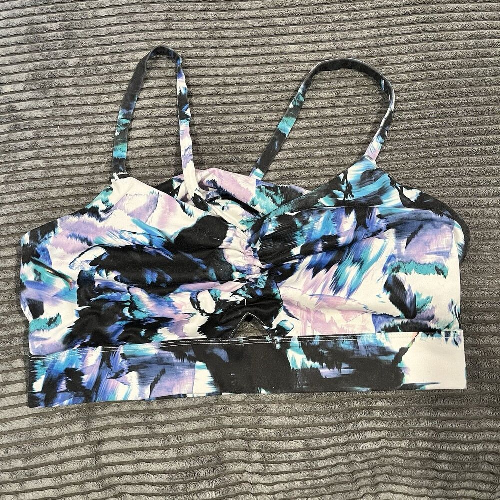 Fabletics Kenzie Sports Bra Peek a Boo Moisture Wicking Multicolor See Pics